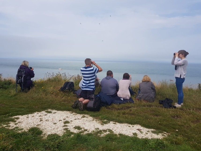 The Bempton RSPB team watching the Humpback on the 30 July 2018
