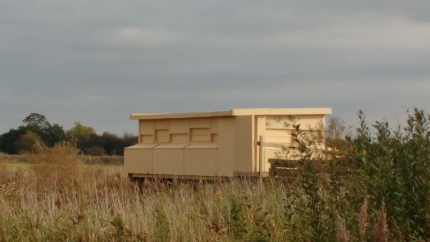 Swantail Hide overlooking the wild wetlands at Wheldrake
