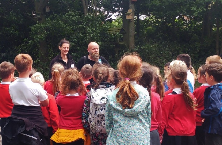 Mark and Kate with some of the 60 Filonian nature detectives!