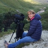 Margaret birding in Scotland