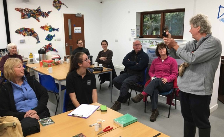 A birding ringing demonstration by Flamborough Bird Obs and YWT