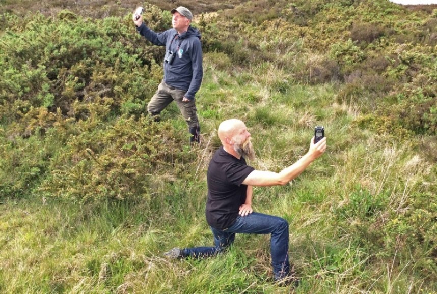Rich and Mark model the YCN recorders (and demonstrate how not to do Nocmig) © Jo Ruth