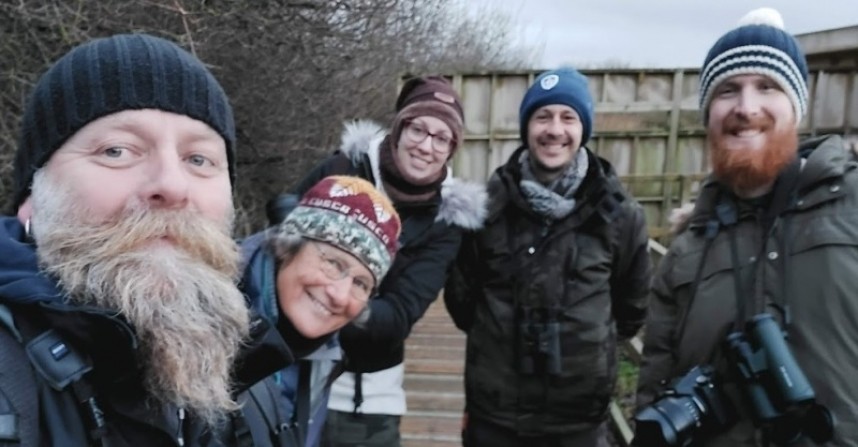 More happy faces after (even closer) Snow Buntings © Mark Pearson